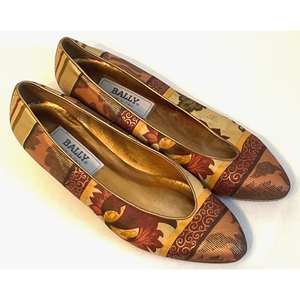 Bally Made in Italy Floral Tapestry Ballet Flats Women Size 9.5